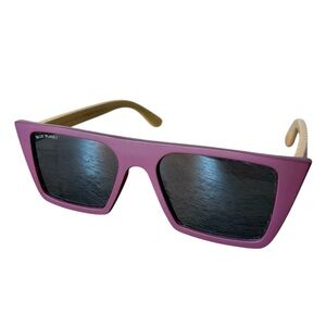 BLUE PLANET Unisex Blasey Sunglasses Eco Matte Purple Natural Bamboo Cat 3